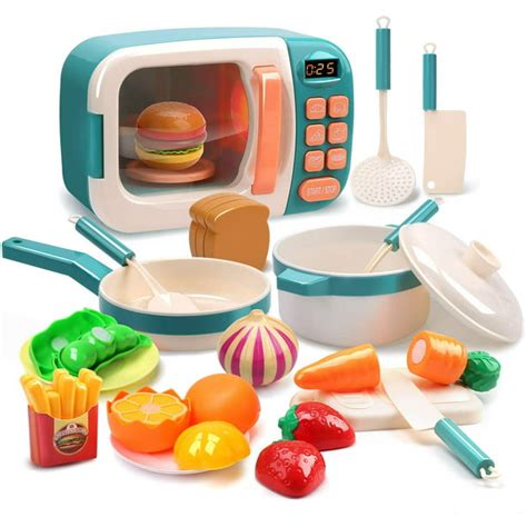 Toys Kitchen Play Set Kids Pretend Play Electronic Oven With Play Food