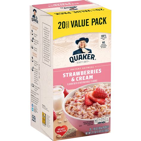 Quaker Instant Oatmeal Strawberries And Cream Value Pack 20 Packets