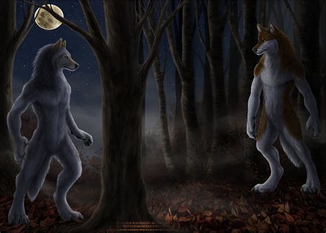 Forest Standoff Digital Artist Werewolf Werewolf Art