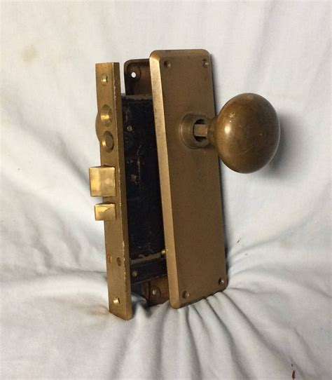Vintage Reading Brass Door Knob Latch Lock Set Mortise Lock With Key