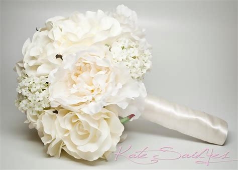 Wedding Bouquet Ivory Peony Rose Hydrangea Silk Wedding