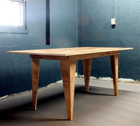 I know the general problem with plywood for a dining table is the thin face veneer (and need for quality, voidless plywood). DIY Modern Birch Table from One Sheet of Plywood