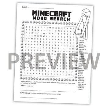 Minecraft Word Search And Word Scramble By Prime And Pi Tpt