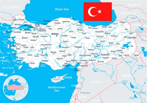 Odległości pomiędzy miastami, wyznaczanie drogi dojazdu. Turcja - Mapa I Flaga - Ilustracja Ilustracji - Ilustracja ...