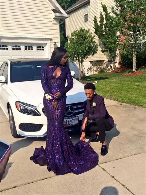 2017 Sexy Luxury African Black Girl Prom Dress Evening Dress Mermaid Purple Sequins Lace Prom