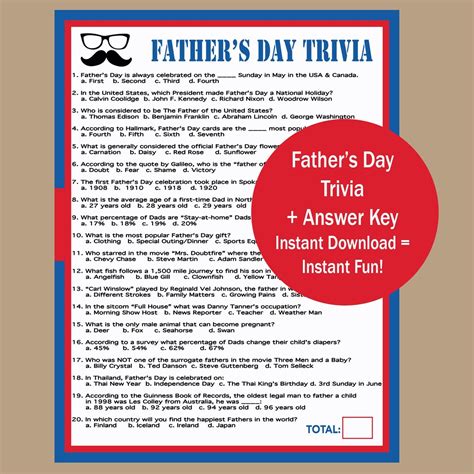 Fathers Day Trivia Game Fathers Day Game Etsy