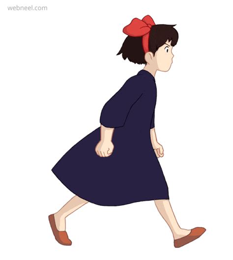 D Girl Fast Side Walk Animation Gif Walking Cartoon Walking Gif