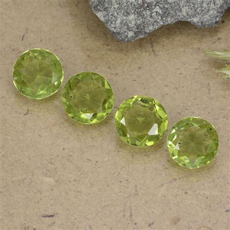 4pc 254 Ct Round Green Peridot Gemstones For Sale 58 Mm Gemselect