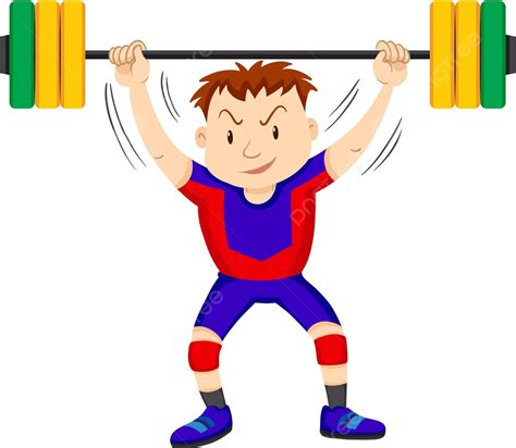 Man Doing Weightlifting On White Man Clipart Training Vector Man