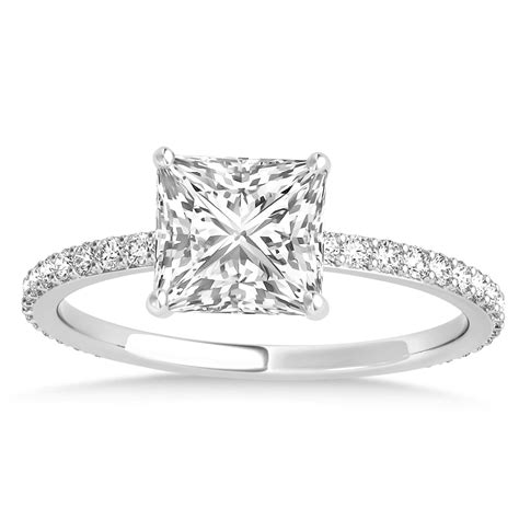 Princess Lab Grown Diamond Hidden Halo Engagement Ring 14k White Gold 0