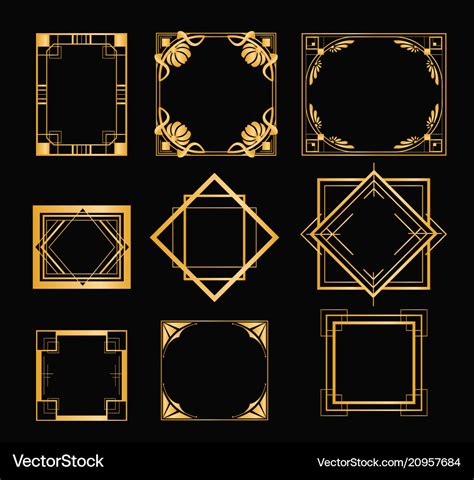 Set Art Deco Frames In Royalty Free Vector Image