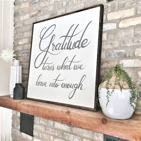 Gratitude Turns What We Have Into Enough Sign Wooden Sign Etsy Hand