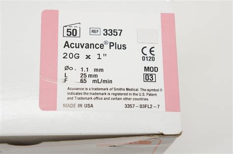 Smiths Medical 3357 Jelco Acuvance Plus 20g X 1inch Box Of 50 Imedsales