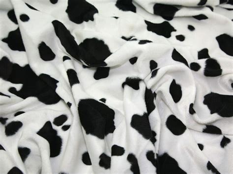 Velboa Faux Fur White And Black Cow Animal Print Fabric Sewing Poly By