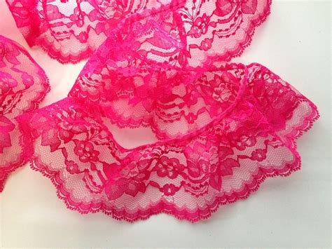 Hot Pink Ruffled Lace Trim 3 Wide Apparel Costumes Etsy