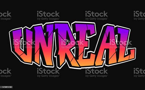 Unreal Word Trippy Psychedelic Graffiti Style Lettersvector Hand Drawn