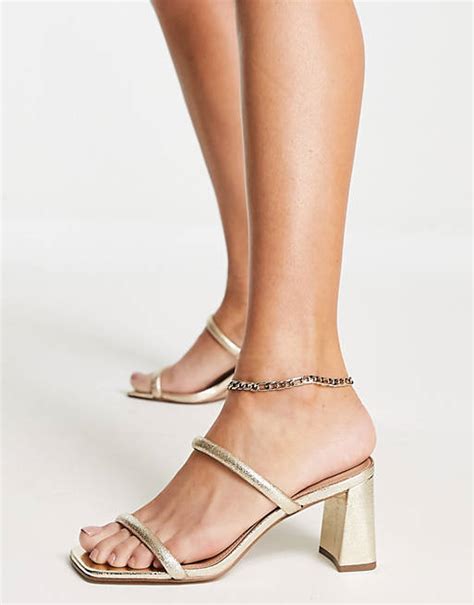 Steve Madden Lilah Two Part Heeled Sandals In Gold Metallic Asos