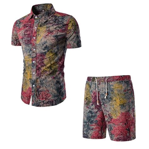 Summer Mens Hawaiian Shirts And Shorts Sets Size M 3xl Casual Clothing