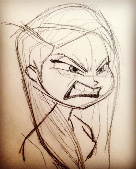 Angry Face Girl Drawing