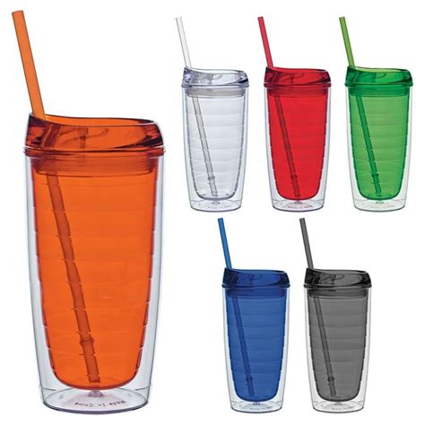 Discount Clear Double Wall Tumbler With Lid And Straw Reusable Plastic