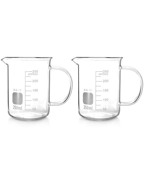 Qwork Beaker With Handle 250ml 8 45oz Measuring Cup Borosilicate Glass Beaker