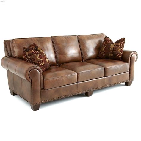 Silverado Caramel Brown Leather Sofa By Steve Silver