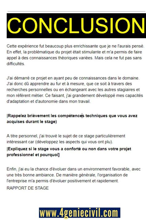 Exemple De Conclusion De Projet Word Rapport De Stage 3eme