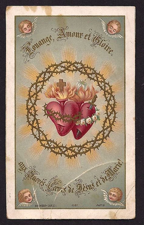 Gorgeous Antique Holy Card Sacred Hearts Of Jesus And Etsy Antique