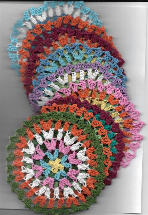 Colorful Doilies Set 5 Hand Crochet Doilies Rainbow Etsy