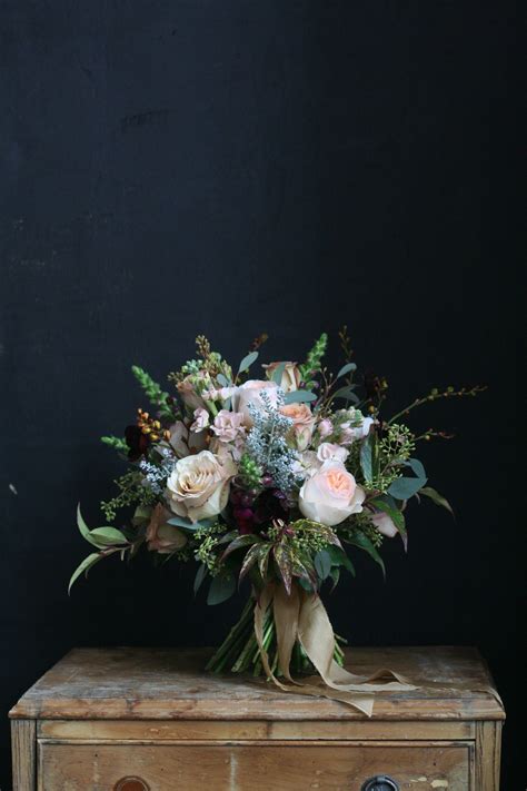 Rustic Bridal Bouquet Of Juliet David Austin Roses And Autumnal
