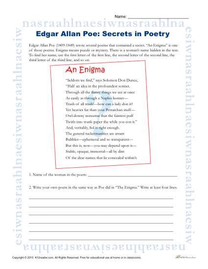 Edgar Allan Poe Worksheets