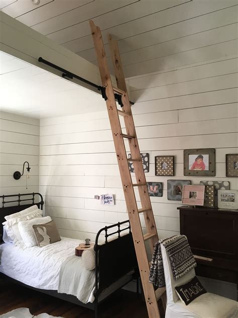 Rolling Ladder For Loft Built With Rustic Hickory Wood Rustic