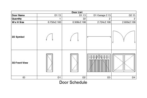 26x23m House Plan Of Door Schedule Is Given In This Autocad Drawing