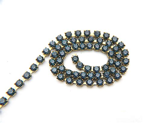 18ss Swarovski Vintage Rhinestone Chain Emeraldsmoked Etsy