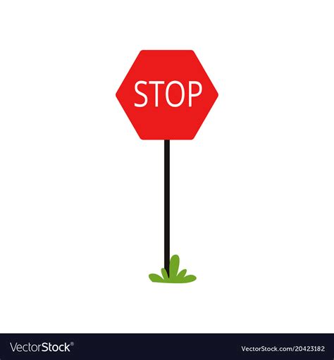 Cartoon Icon Red Traffic Sign With Word Stop Vector Image
