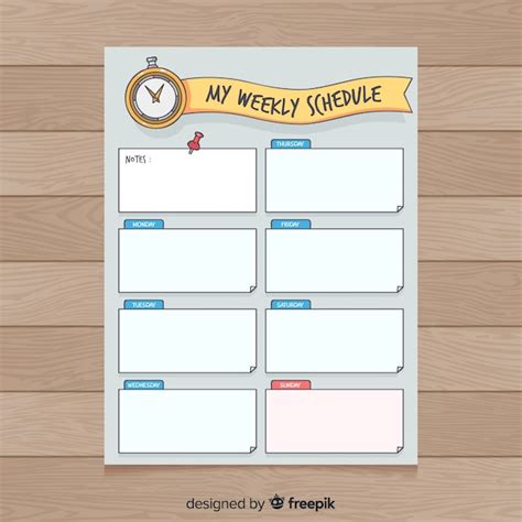Colorful Hand Drawn Weekly Planner Template Free Vector