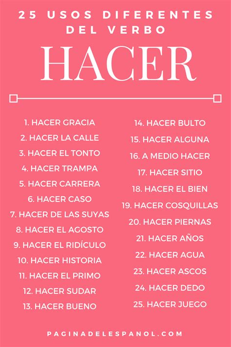 25 Usos Diferentes Del Verbo Hacer Teaching Spanish Spanish