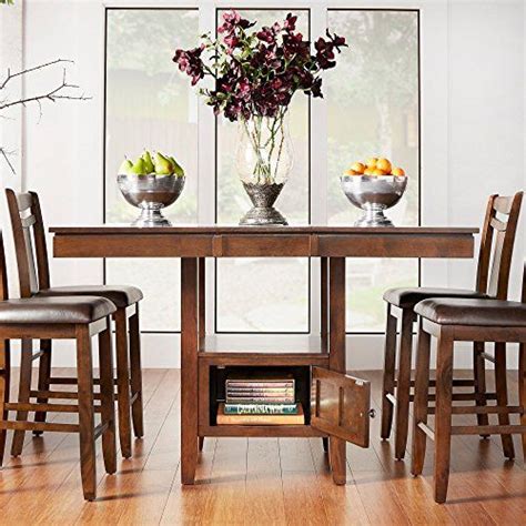 Inspire Q Marsden Brown Mission Extending Counter Ight Dining Table By