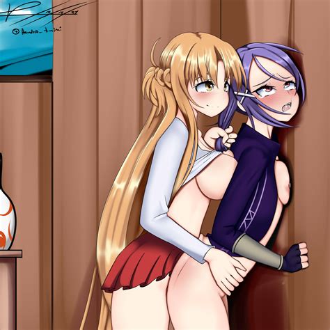 t mimi asuna sao mito sao sword art online absurdres highres 2girls ass blush
