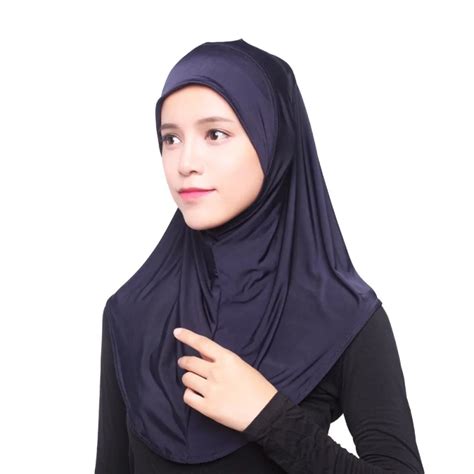 Muslim Women Hijab Headwear Full Cover Underscarf Islamic Scarf Black