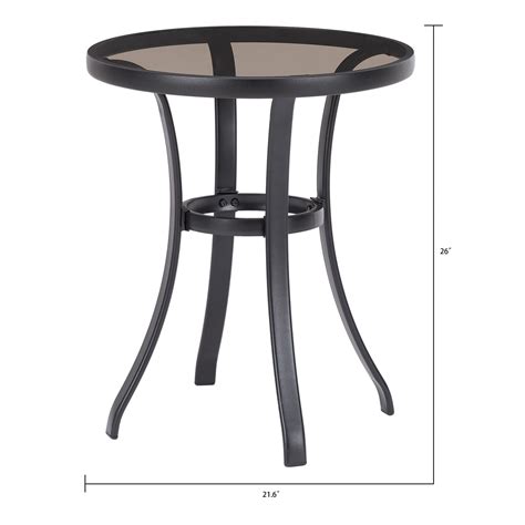 Mainstays Heritage Park 20 Round Glass Top Outdoor Patio Side Table Black