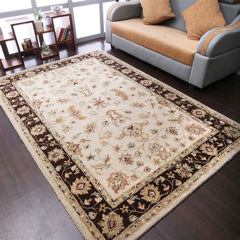 Rugsotic Carpets Hand Tufted Wool 8x10 Area Rug Oriental Beige Brown