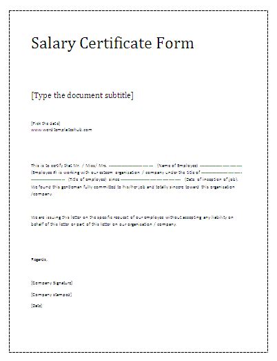 21 Free Salary Certificate Templates Word Excel Formats