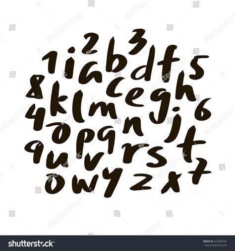 Vector Alphabet Lettersblack Handwritten Font Drawn Stock Vector