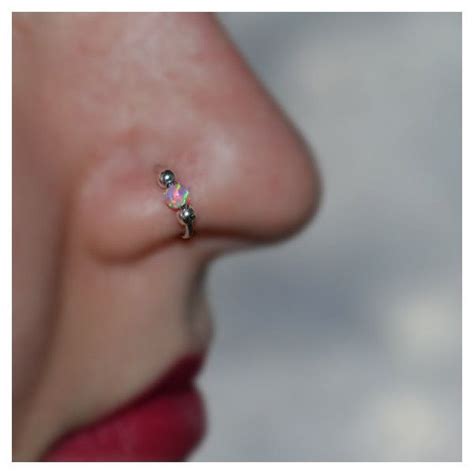 Pink Opal Nose Ring Stud Silver Nose Hoop Liked On Polyvore