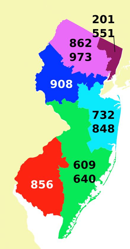 List Of New Jersey Area Codes Wikipedia