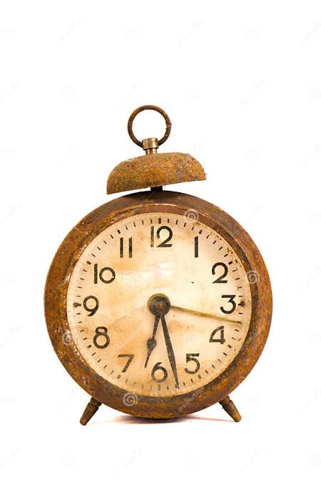 Ancient Grunge And Rusted Alarm Clock On White Stock Image Image Of