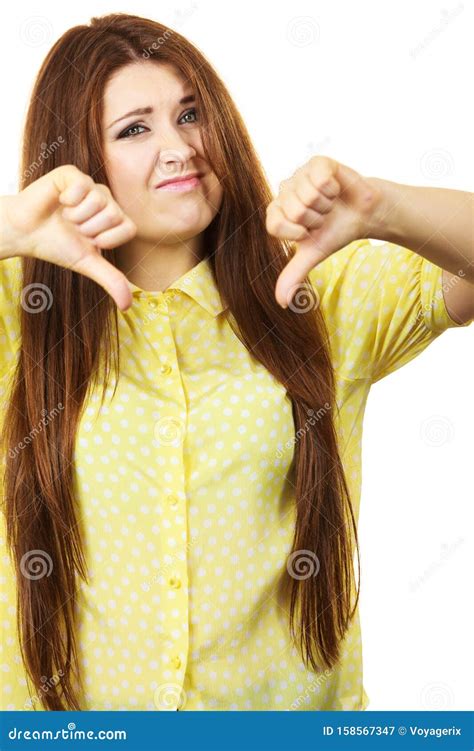 Woman Showing Thumb Down Gesture Stock Image Image Of Negation