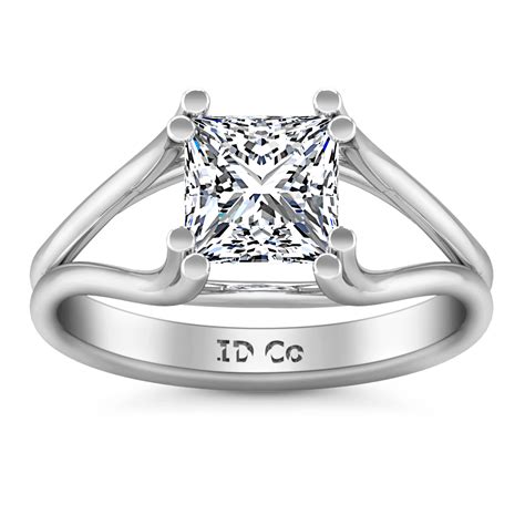 Solitaire Princess Cut Diamond Engagement Ring Bella 14k White Gold