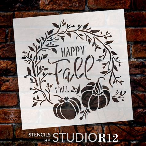 Happy Fall Yall Stencil By Studior12 Diy Autumn Pumpkins Stcl5709